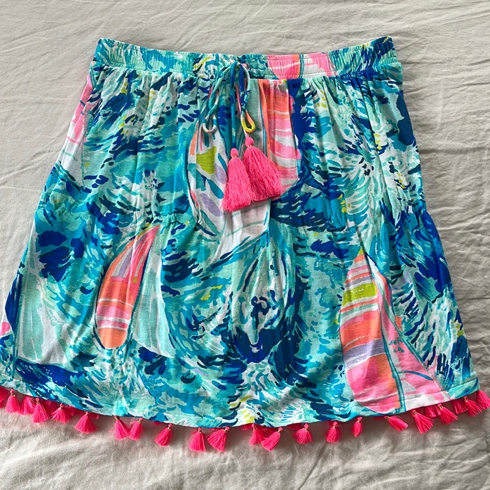 Lilly Pulitzer  Floral Beach Palma Tassel Tube Top sz Small